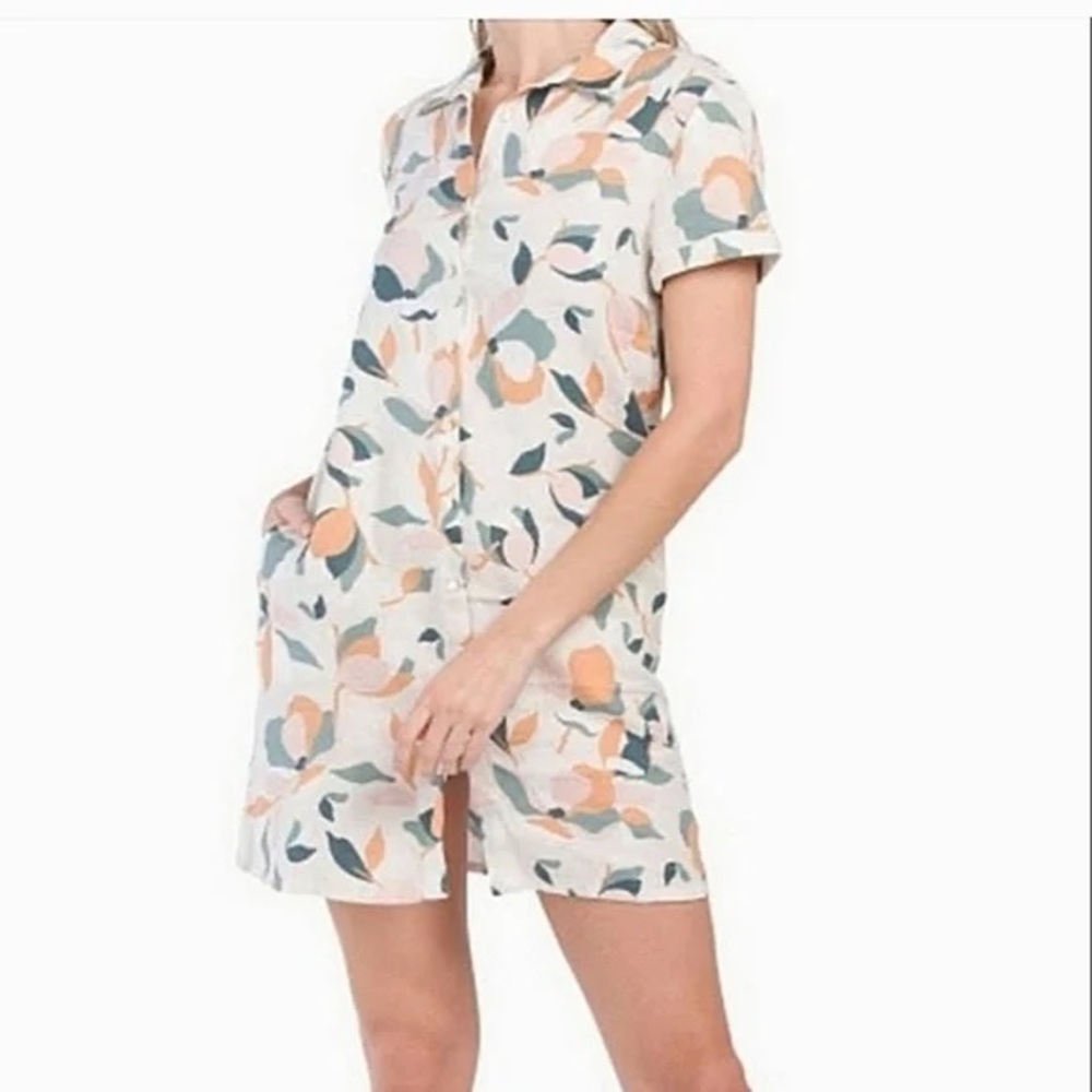 EUC Rachel Zoe Linen Floral Shirt Dress